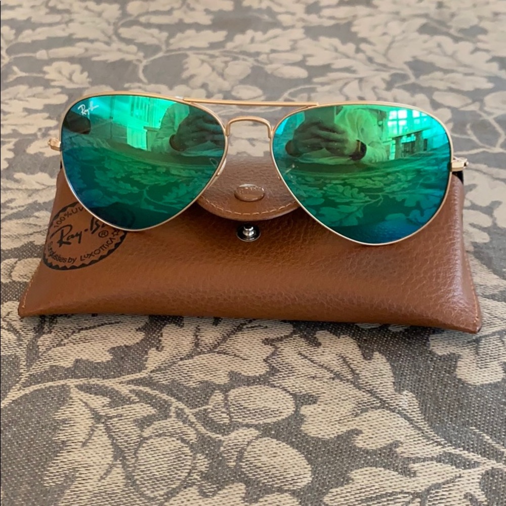 Ray-Ban green reflective aviators
